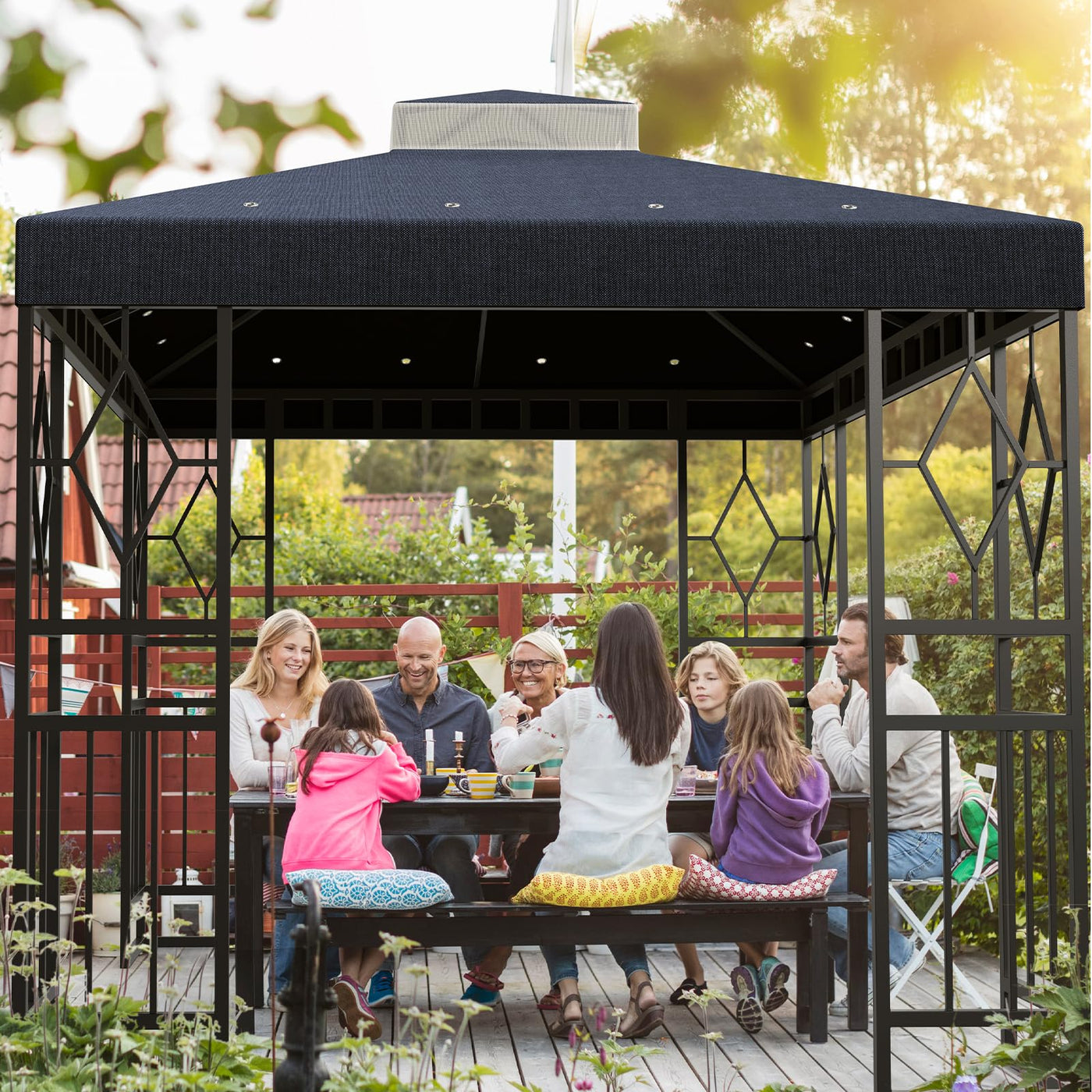 10 x 10 ft Double-Tier Gazebo Replacement Canopy – Black