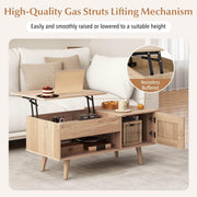 Lift-Top Coffee Table with Hidden Cabinet & Open Shelf
