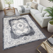 200 × 200 cm Grey & White Imitation-Cashmere Area Rug