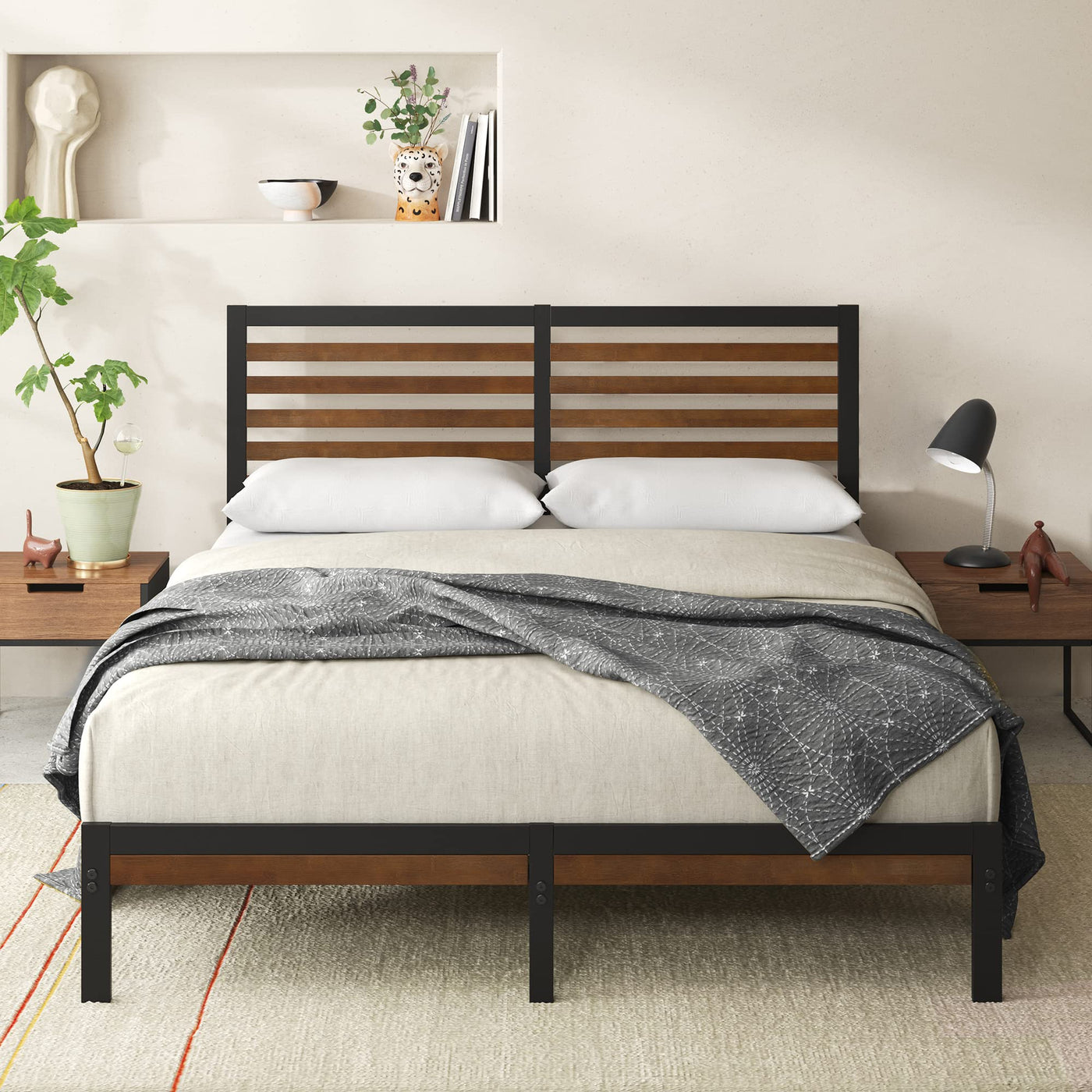 Zinus Kai Bamboo & Steel Queen Platform Bed – Brown
