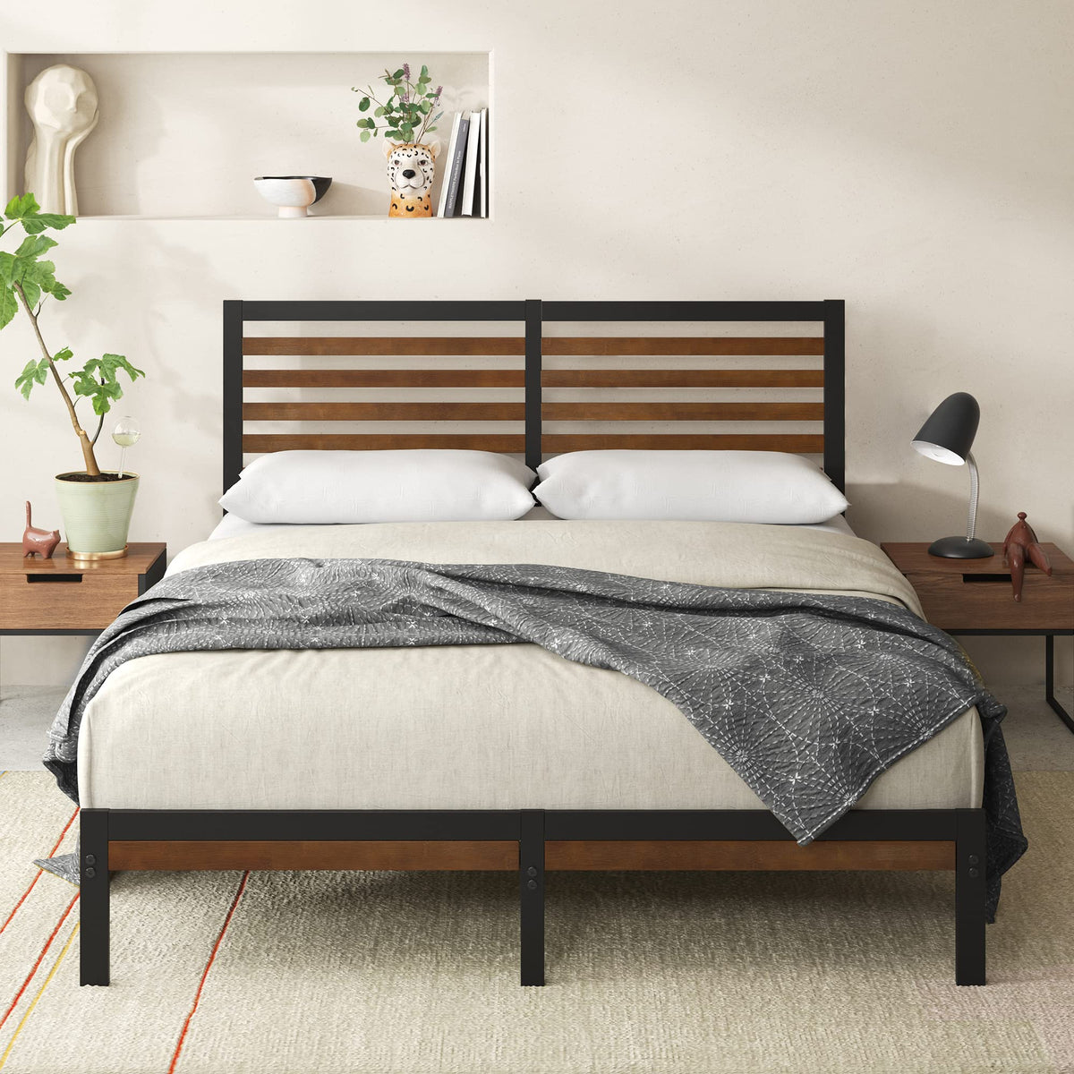 Zinus Kai Bamboo & Steel Queen Platform Bed – Brown