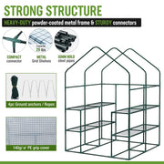 142 × 142 × 196 cm Walk-In Greenhouse with 8 Shelves