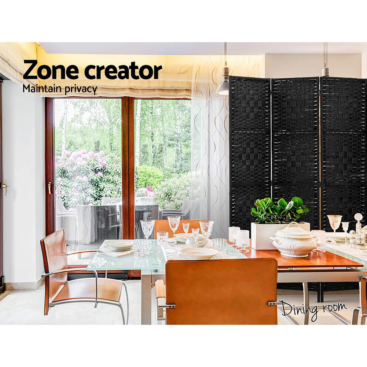3-Panel Pine & Wicker Room Divider – 123 × 170cm