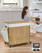 160 L Rolling 3-Section Laundry Hamper with Lid