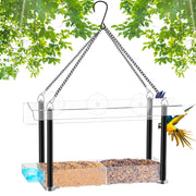 Clear Window Bird Feeder with Suction Cups & Water Tray
