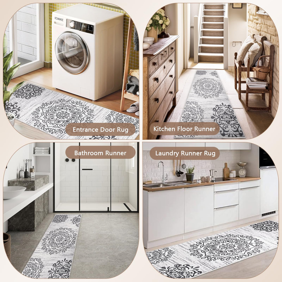 80 × 180 cm Vintage Washable Runner Rug