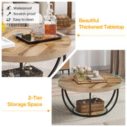 80 cm 2-Tier Round Industrial Coffee Table