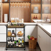 3-Tier Rustic Bar Cart with Removable Serving Tray