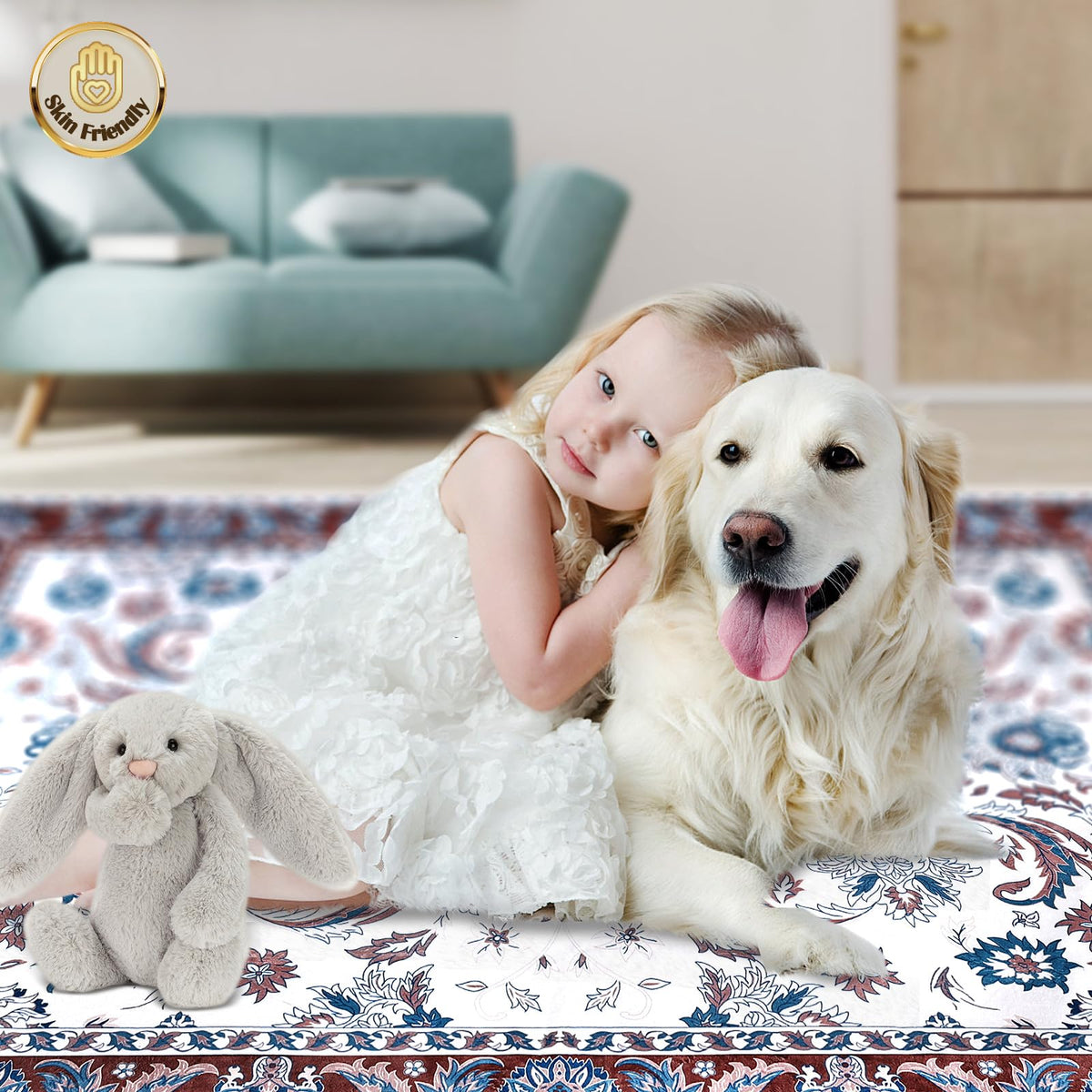 150 × 200 cm Red Bohemian Washable Area Rug