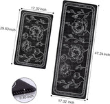 Kitchen Mat 2PCS, Cushioned Kitchen Mats for Floor, Anti-Fatigue Mat Waterproof Kitchen Rug Set of 2 Non-Skid Comfort Standing Mat for Kitchen, Office, Sink, Laundry, 17"x29"+17"x47"