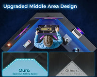 ODK L Shaped Computer Desk, Gaming Desk LED Light Strip and 2 USB 3 Charging Port, Gaming Table with Monitor Surface, Gaming Desks Workstations, Texture Black