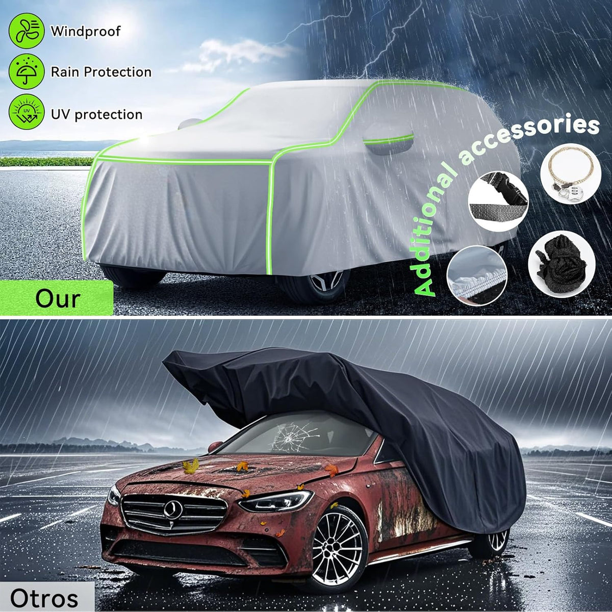 All-Weather SUV Car Cover with Cotton Lining – 520 × 200 × 180 cm