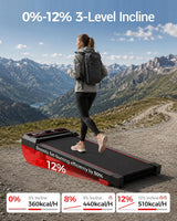 LONTEK 12% Incline Walking Vibration Pad Treadmills for Home, 4 in 1 PortableTreadmill with 120KG Weight Capacity, Under Desk Treadmill with 3.0HP Brushless Quiet