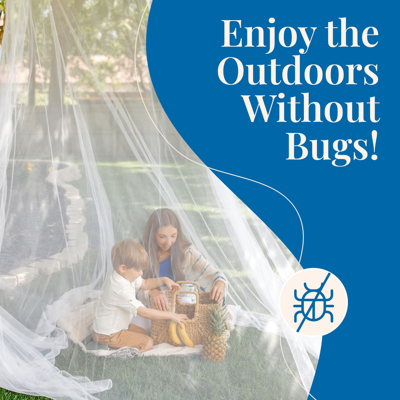 Extra-Large Untreated Hanging Mosquito Net – 8.5ft High, 34in Hoop