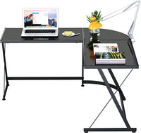 Black L-Shaped Glass Computer & Gaming Desk