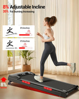 10% Incline Treadmill with Handle for Home and Office, Foldable Treadmills with 265 Lbs Weight Capacity, 2.5HP Quiet Walking Pad Treadmill, Three LED Screen Display