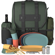 Insulated Picnic Backpack for Four with Blanket & Wine Cooler