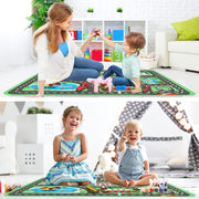 Play Mat Kids Rug Carpet Playmat Extra Large Learn Have Fun Safe Road Traffic System Multi Color Study Activity Centerpiece Play Mat for Playing with Cars for Bedroom Playroom