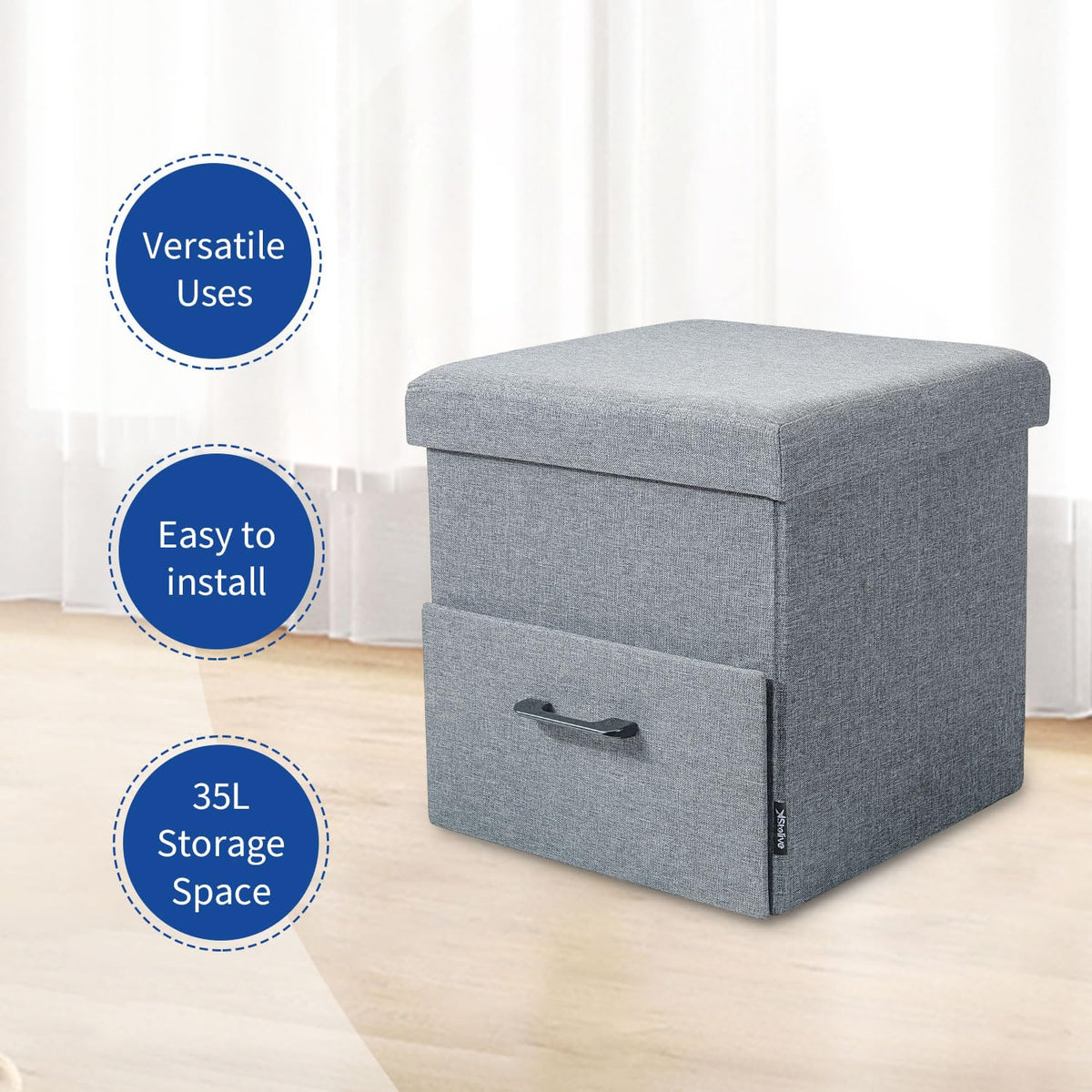 40 cm Folding Storage Ottoman Cube with Drawer