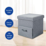 40 cm Folding Storage Ottoman Cube with Drawer