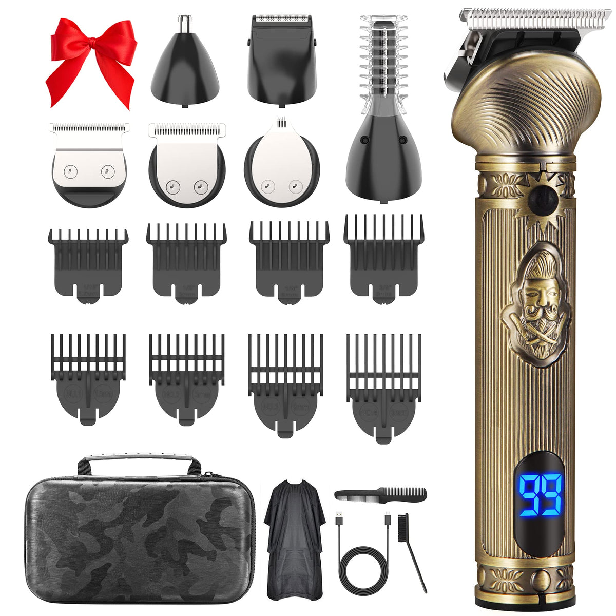 Beard Trimmer for Men, Electric Razor Shavers for Men w/Case, Cordless Hair Clipper T-Blade Trimmer, Mens Grooming Kit for Nose Ear Body Face Mustache -180 Mins Shaving, Father Gifts for Him