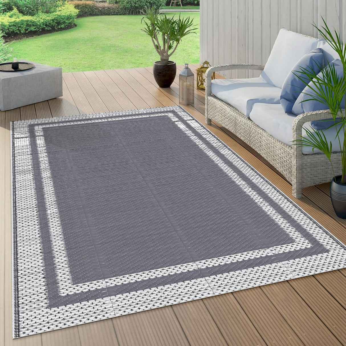 DAWNTREES Large Waterproof Outdoor Rug for Patio, 152×244cm Reversible Mat – Plastic Camping Rug for RV, Porch, Deck, Camper, Balcony (Bohemia, 152×244cm)