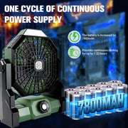 7800 mAh Rechargeable Camping Fan with LED Lantern – Green