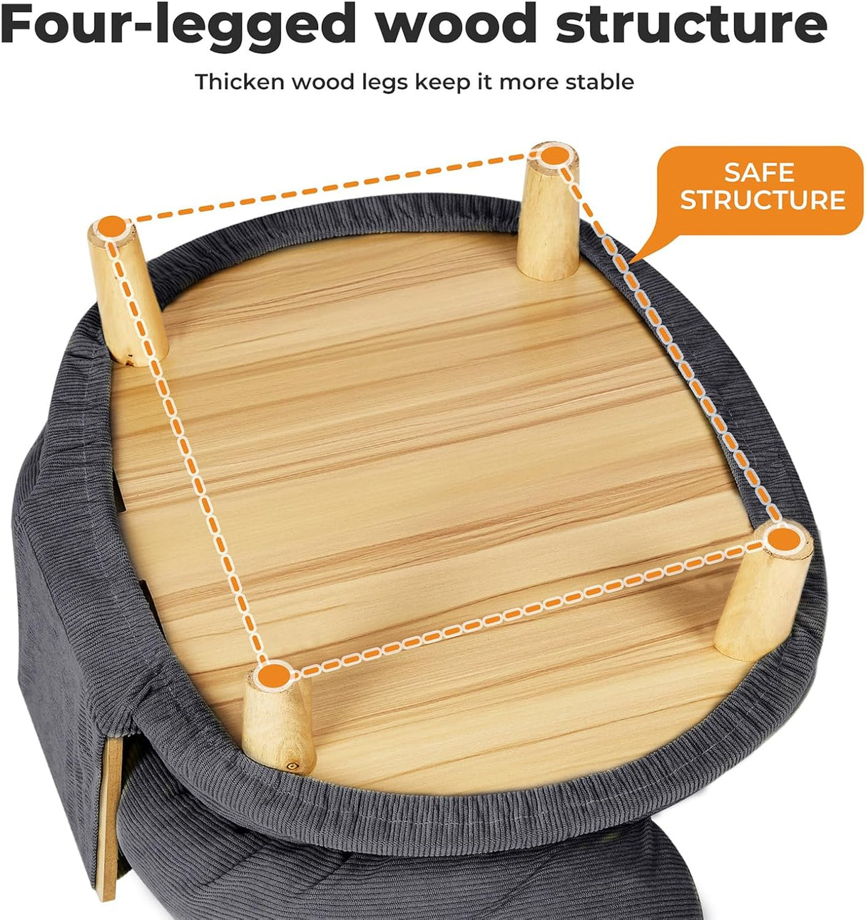 PaWz Pet Sofa Dog Cat Elevated Raised Couch Bed, Durable Soft Couch Chair Kitten Lounge Sofa Bed with Removable Cushion Seat Washable Cover, Luxury Plush Sofa Stool Bed for Dogs Cats with Wooden Frame