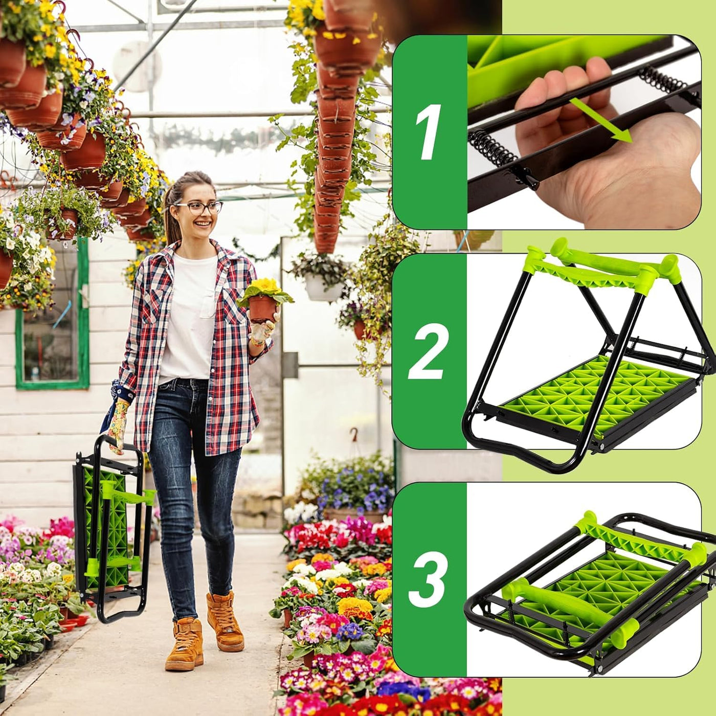 Foldable Garden Kneeler & Seat with EVA Pads and Tool Bag – Up to 150 kg