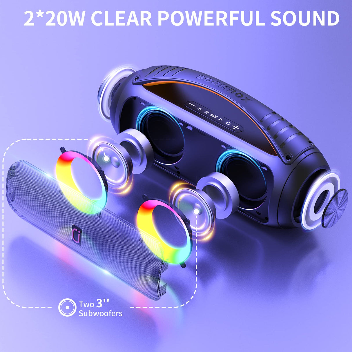 Karaoke Machine with Dual Microphones and Dazzling Lights,IPX5 Waterproof Bluetooth Speaker with Remote Control for Outdoor,Portable Boombox Support AUX/TF Card/TWS