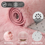 Ultra-Soft Washable Shaggy Area Rug – Pink, 80 × 160 cm