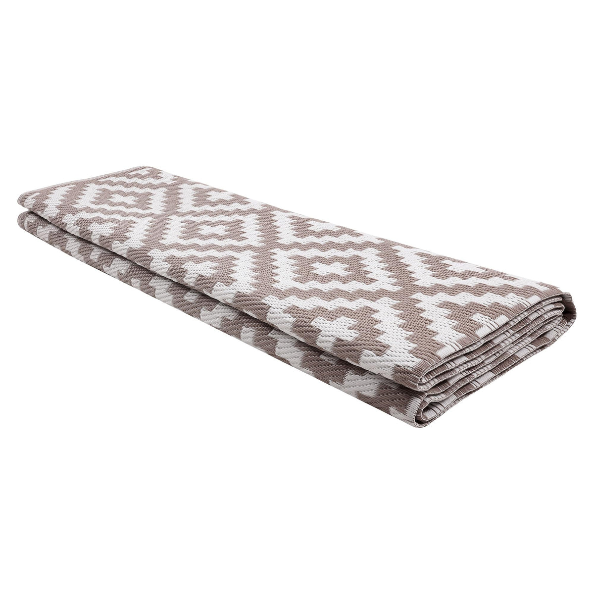 180 × 270 cm Taupe & White Reversible Plastic Outdoor Rug