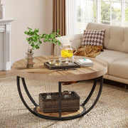 80 cm 2-Tier Round Industrial Coffee Table