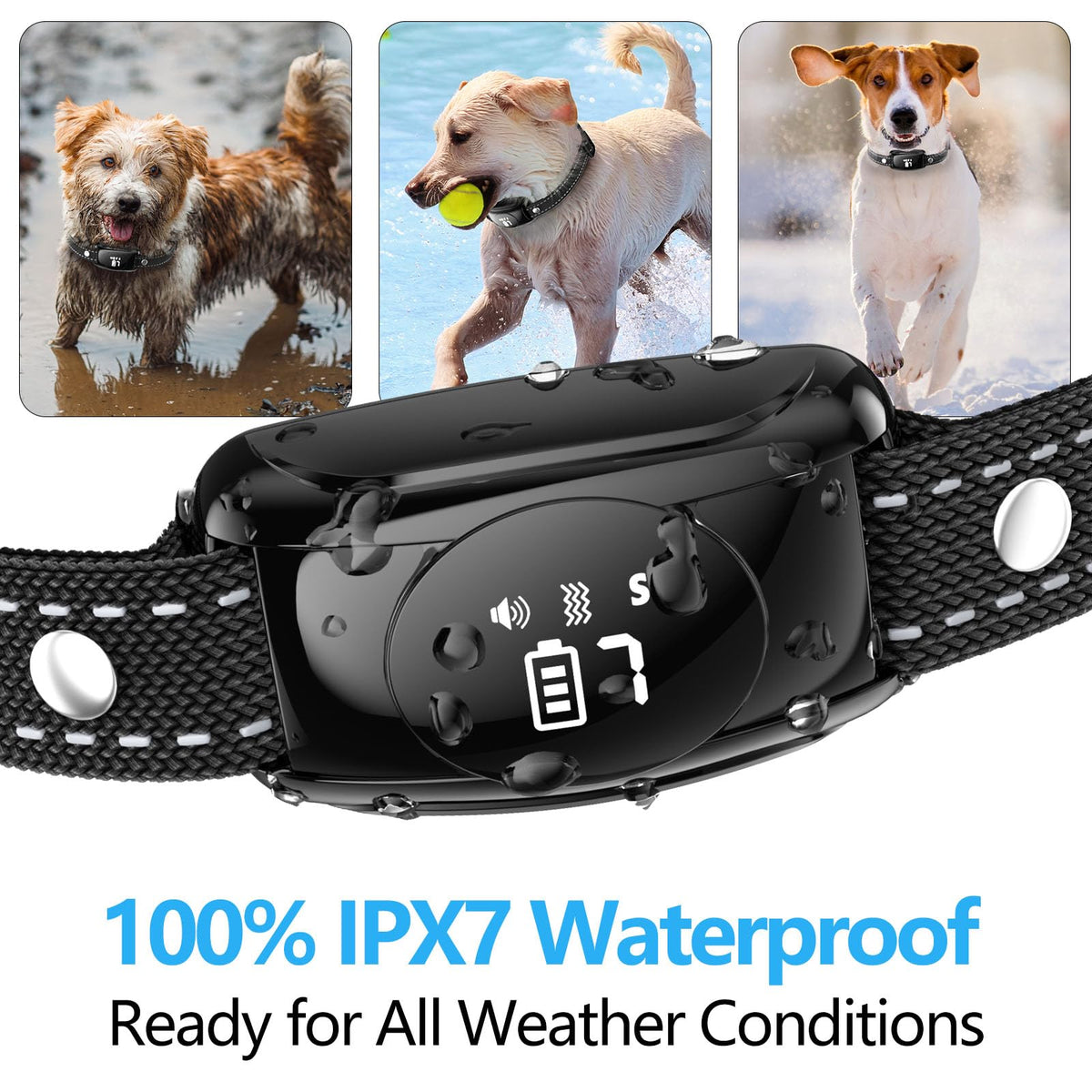 [2025 Upgrade] No Shock Dog Bark Collar with 4 Modes, Dog Training Collar with Remote, IPX7 Waterproof Bark Collar for Most Breed Sizes, Safe No Shock Bark Collar for Garden & Courtyard Use