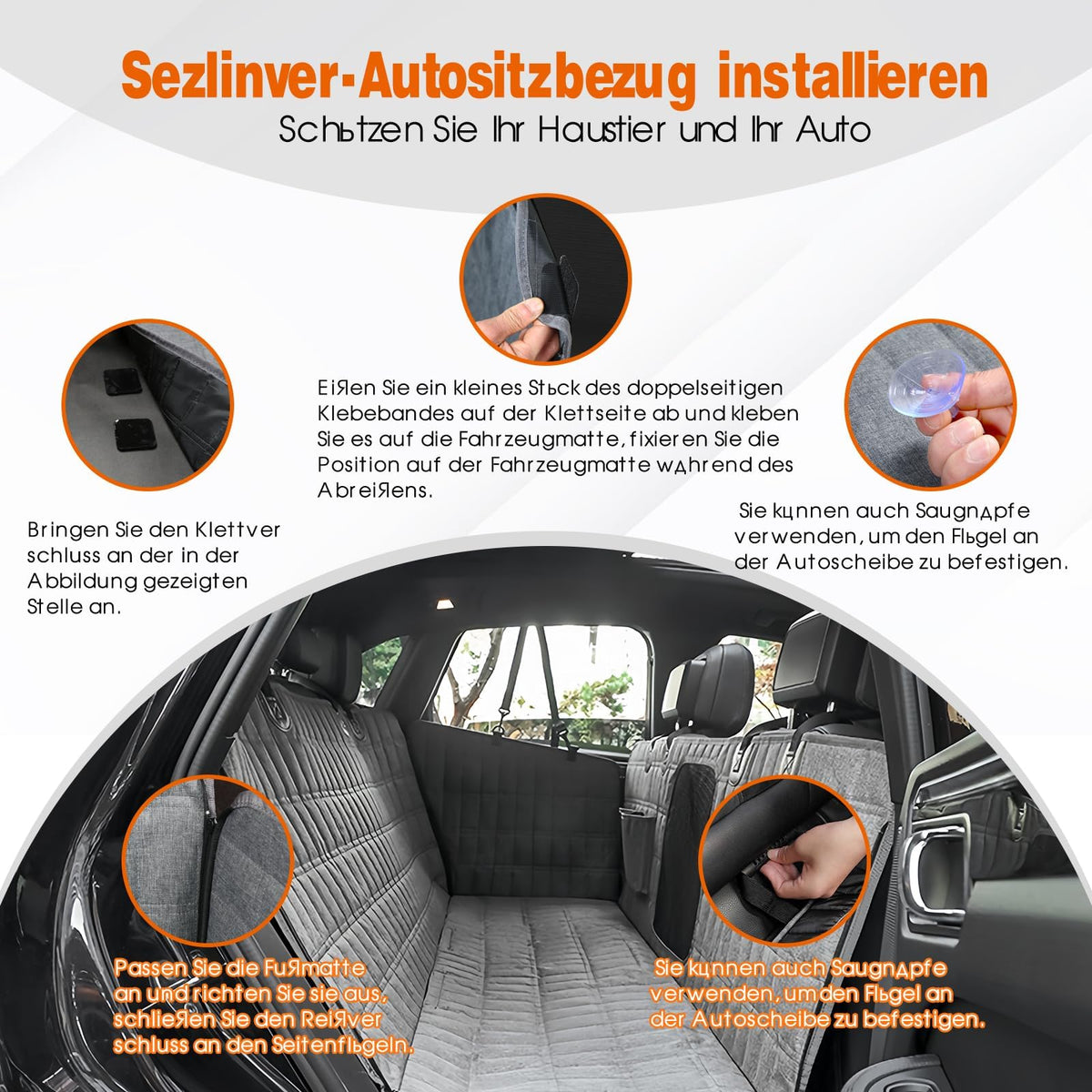 6-Layer Dog Car Seat Hammock with Mesh Window – 135 × 149 cm