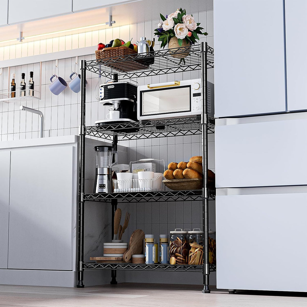 454 kg 4-Tier Heavy-Duty Wire Shelving – Chrome