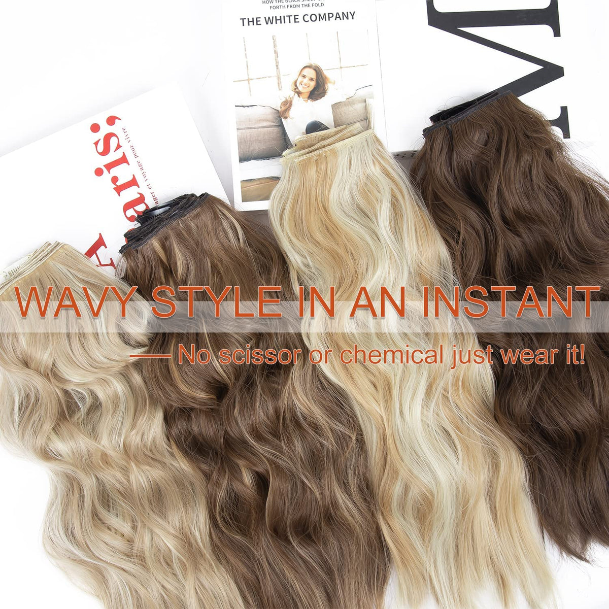 20-Inch Wavy Clip-In Hair Extensions – 4-Piece Blonde Highlight Set