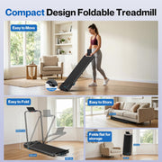 3 in 1 Foldable Walking Pad, Under Desk Treadmill with APP, Portable Treadmills for Home, Walking Pad Treadmill with Safety Handle Bar, 140 KG Capacity, Console and Mute Remote Control