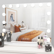 Vanity Mirror with Lights, Hollywood Makeup Mirror with Bluetooth Speaker, Large Vanity Lighted Mirror with 15 Dimming LED Bulbs, 3 Color Modes USB Port, Tabletop or Wall-Mounted