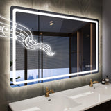 700 x 1000MM LED Bathroom Mirror with Lights, Wall-Mounted with Bluetooth Speaker, Anti-Fog, 3 Color Temperature, Dimmable Brightness, Tempered Glass, Frontlit & Backlit