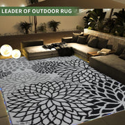 LED Outdoor Rug 274x365cm Waterproof with Light, Reversible Outdoor Plastic Straw Rug for Patios Clearance, Outdoor Area Rug Carpet RV Mat for Camping Backyard Deck Porch