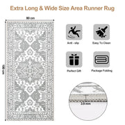80 × 180 cm Grey Vintage Washable Runner