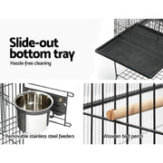 145 cm Rolling Bird Cage with 2 Perches & Removable Tray