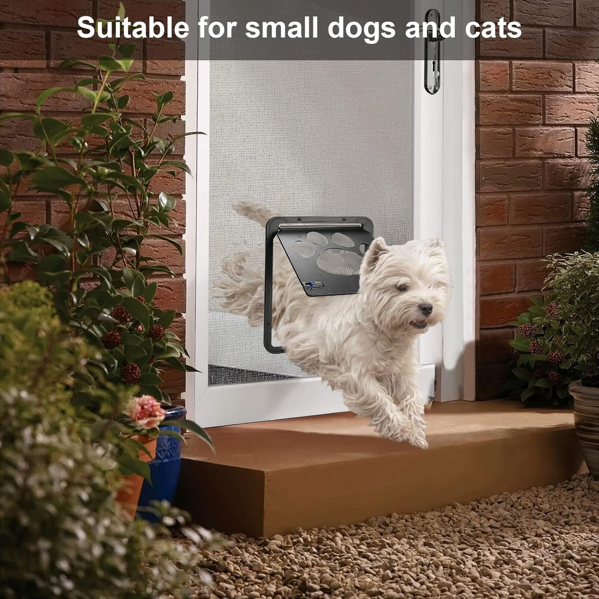 Black Lockable Magnetic Pet Flap for Screens – 20.3 × 25.4 cm