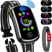 Dog Bark Collar, Customizable Bark Collar for Large Medium Dogs, Smart Anti Barking Training Collar with Adjustable Beep Vibration Shock and Sensitivity, Automatic Stop Barking with Replacement Strap