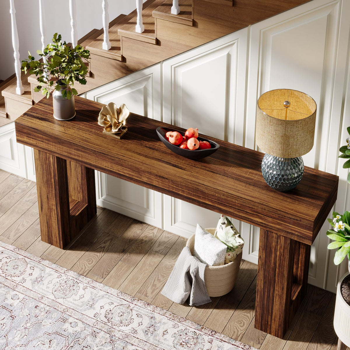 160 cm Rustic-Brown Farmhouse Console Table
