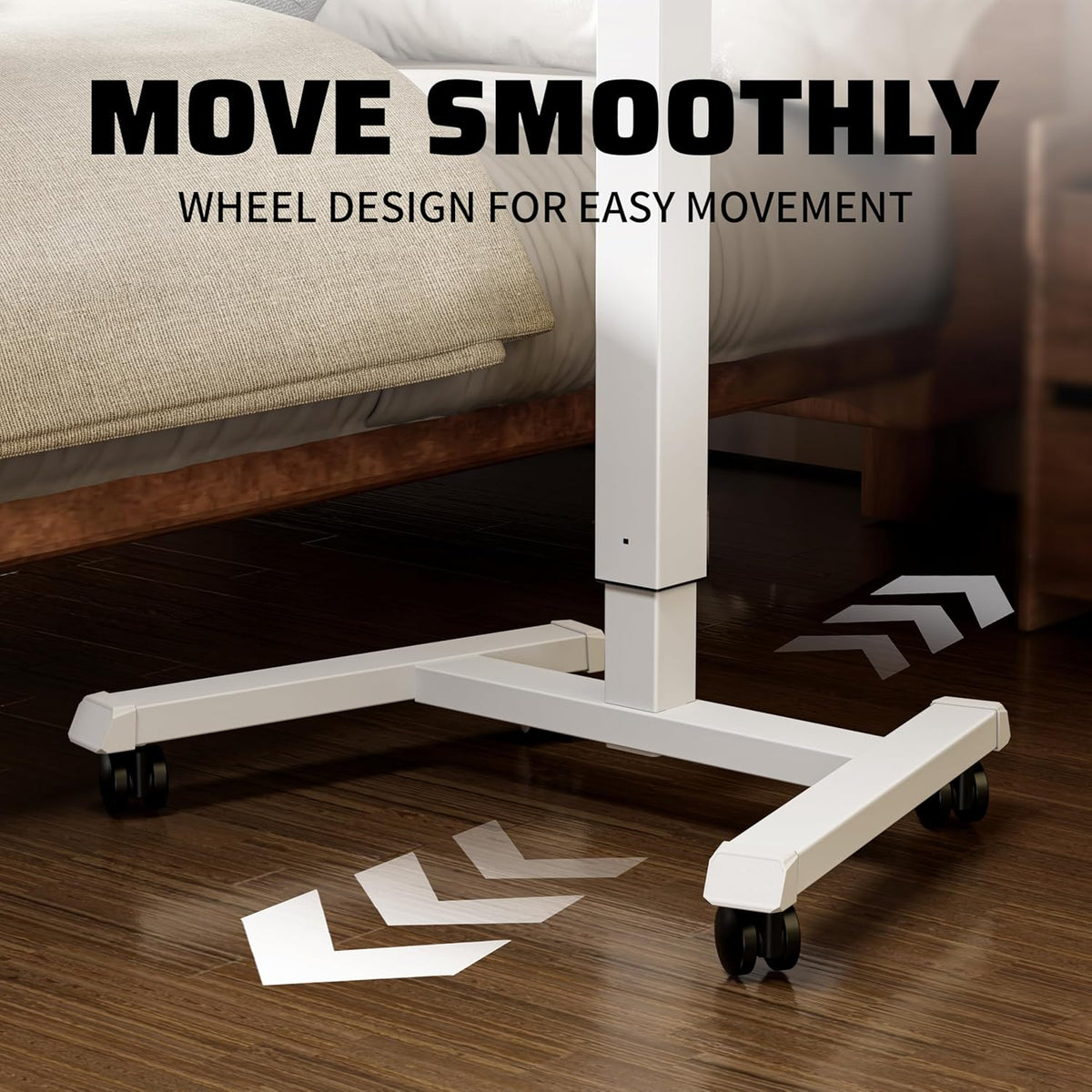 Mobile Standing Desk Pneumatic Adjustable Height 25.6 x 17.7 Inch Mobile Desk Adjustable Height On Wheels，Sit Stand up Desk Home Office Computer Desk