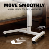 ERGOMAKER Mobile Standing Desk Pneumatic Adjustable Height 25.6 x 17.7 Inch Mobile Desk Adjustable Height On Wheels，Sit Stand up Desk Home Office Computer Desk, White + Single