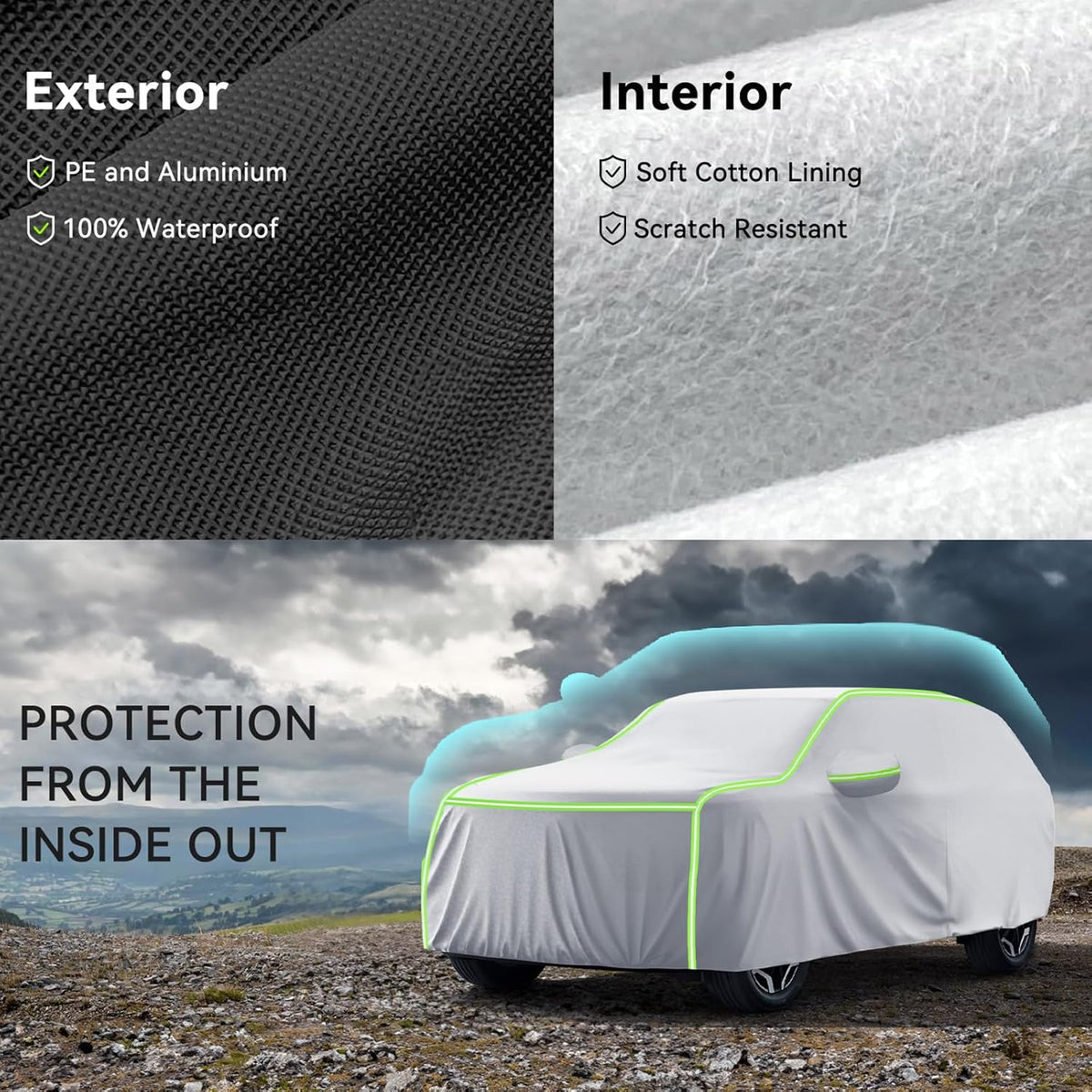 All-Weather SUV Car Cover with Cotton Lining – 520 × 200 × 180 cm