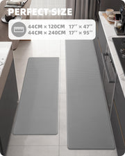 2-Piece Grey Cushioned Kitchen Mat Set – 43 × 119 & 43 × 241 cm